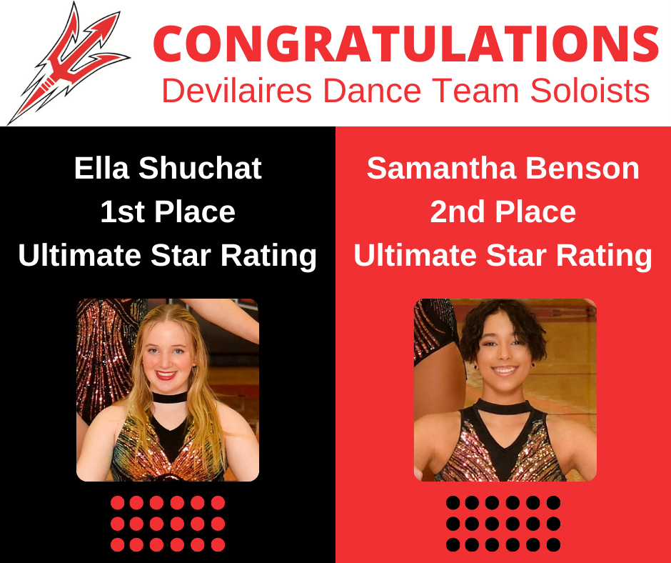 Devilaires Dance Team soloists Ella Shuchat and Samantha Benson