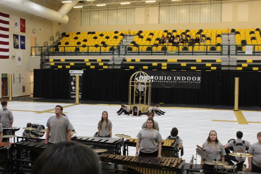 Percussion Ensemble preparing for its indoor competition.