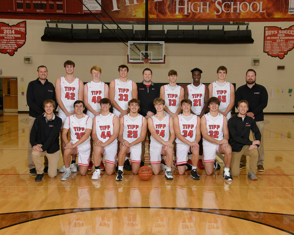 THS Boys Varsity Basketball Team and Coaches.