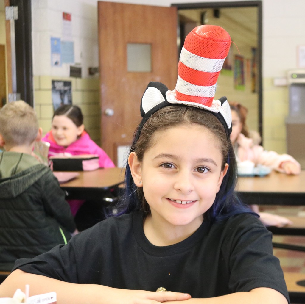 Broadway student with Dr. Seuss headband.