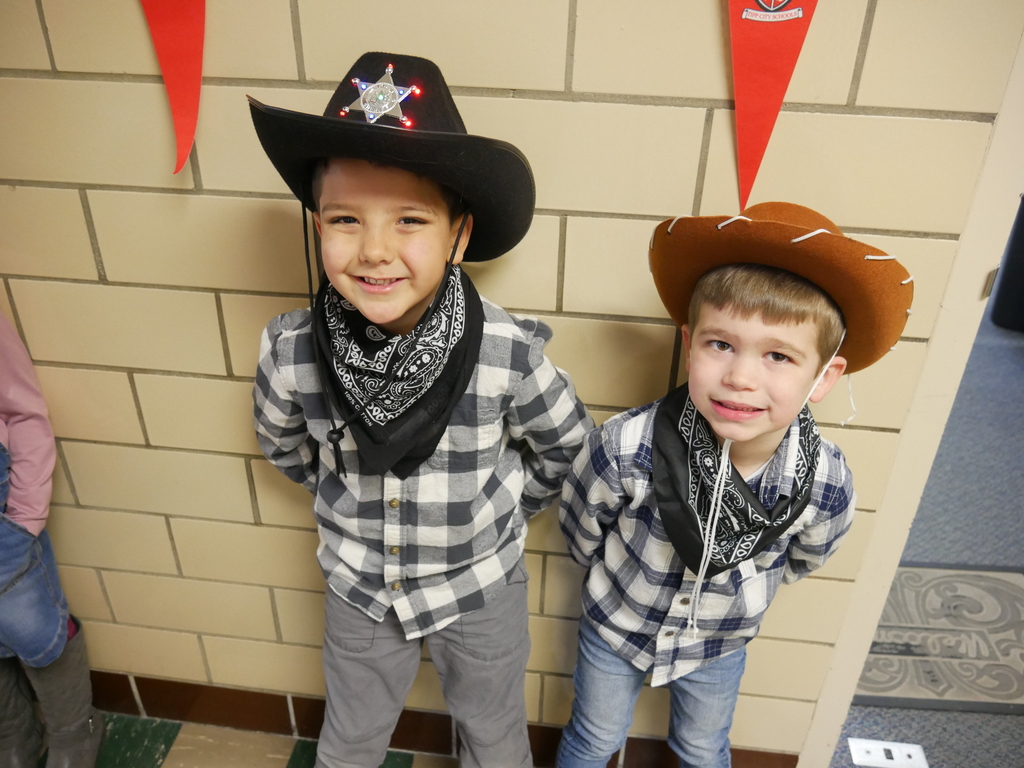 Two Nevin Coppock students dressed up for Western Day