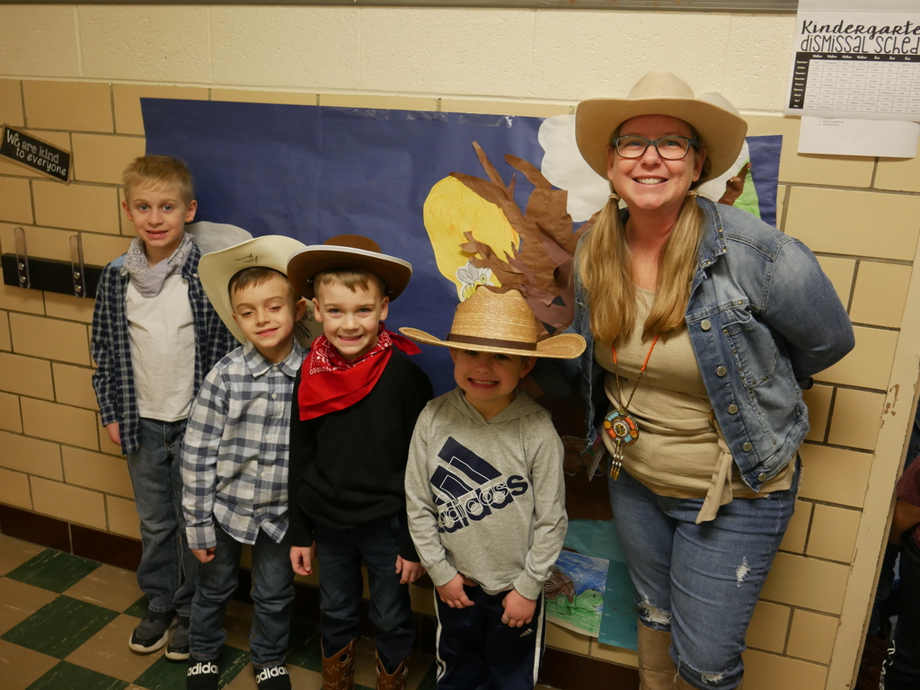 A good looking group of students and Mrs. Poffenberger dressed up for Western Wednesday.