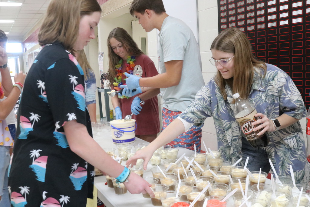 Students serving up root beer floats.