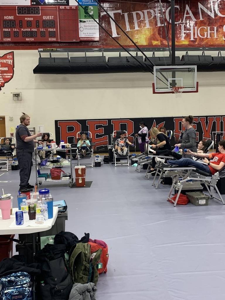 THS students and volunteers at the blood drive.