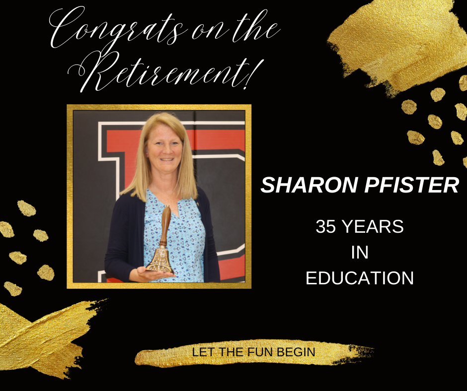 Sharon Pfister.  Retirement.  35 years of service.  