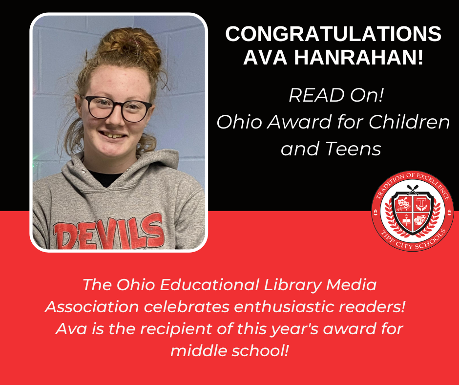 Ava Hanrahan, winner of Read On! Ohio Award for Children  and Teen
