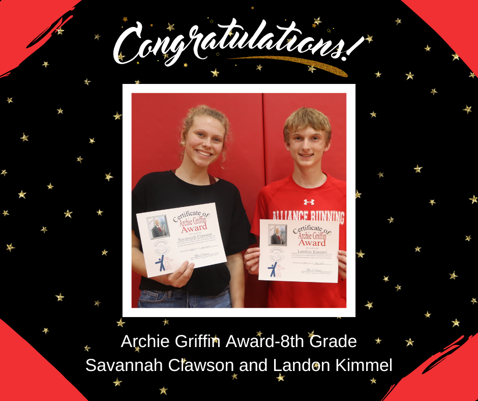 8th Grade Archie Griffin Award winners.