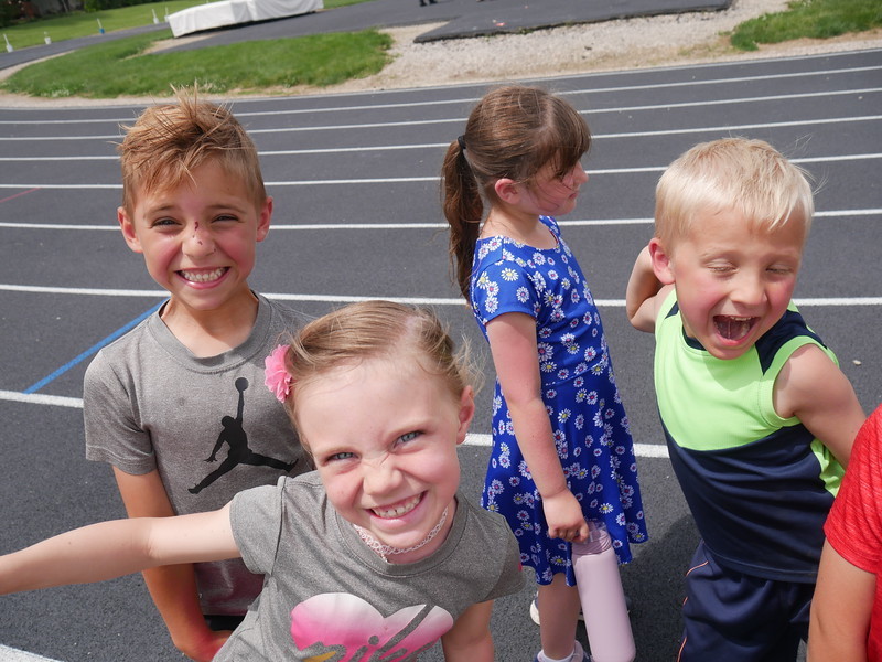 Silly faces from kindergarten students.