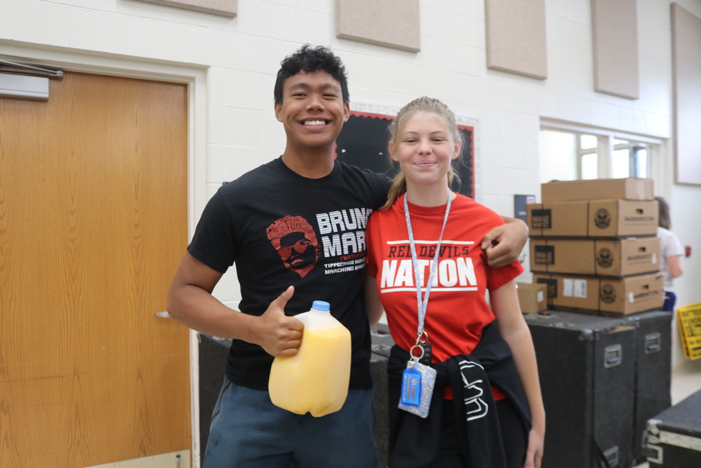 Two members of the THS marching band