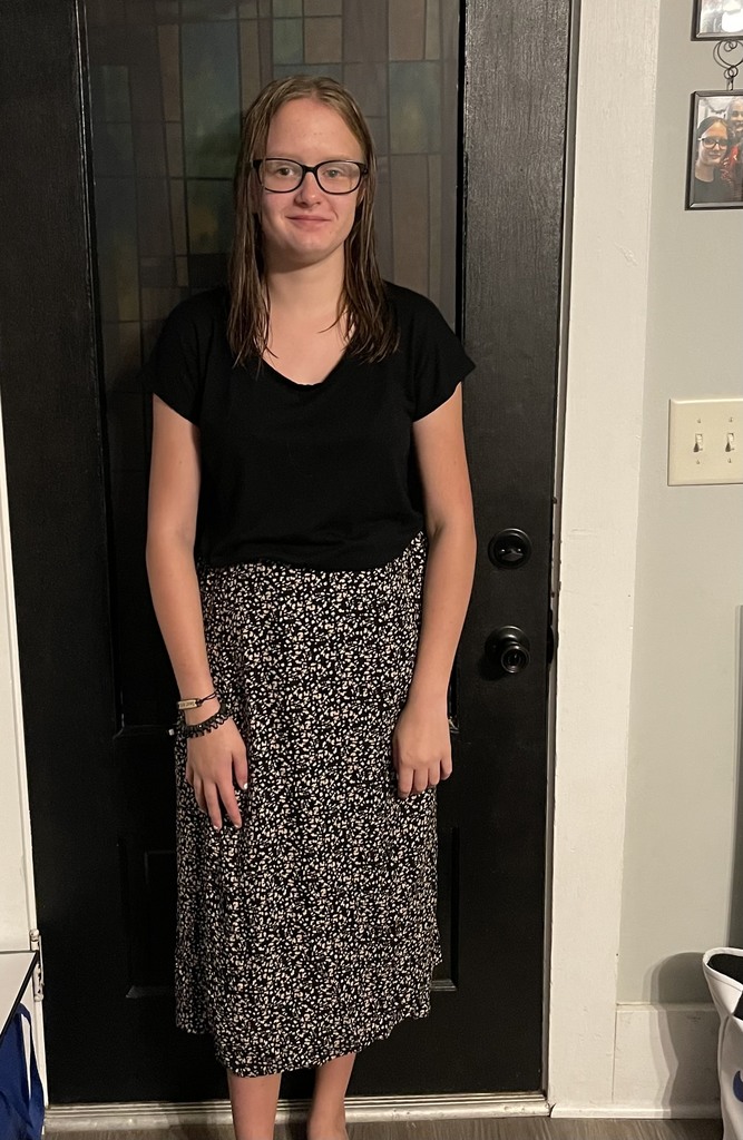 First day of 8th grade picture for a student new to the district.