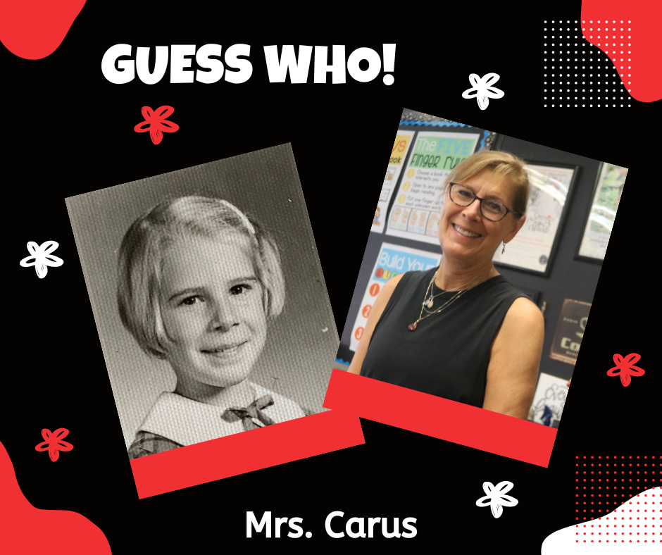 Mrs. Carus with her first grade photo.