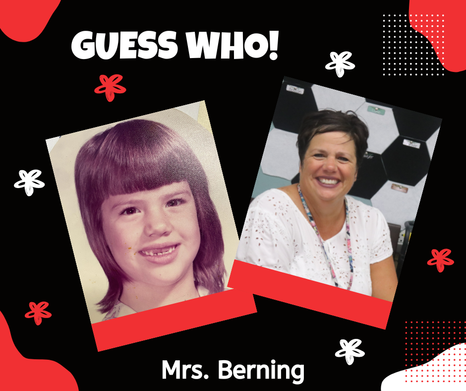 Mrs Berning photo with her first grade picture.