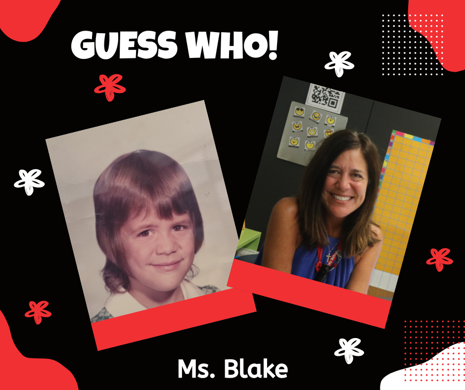 Ms. Blake as a first grader and now.