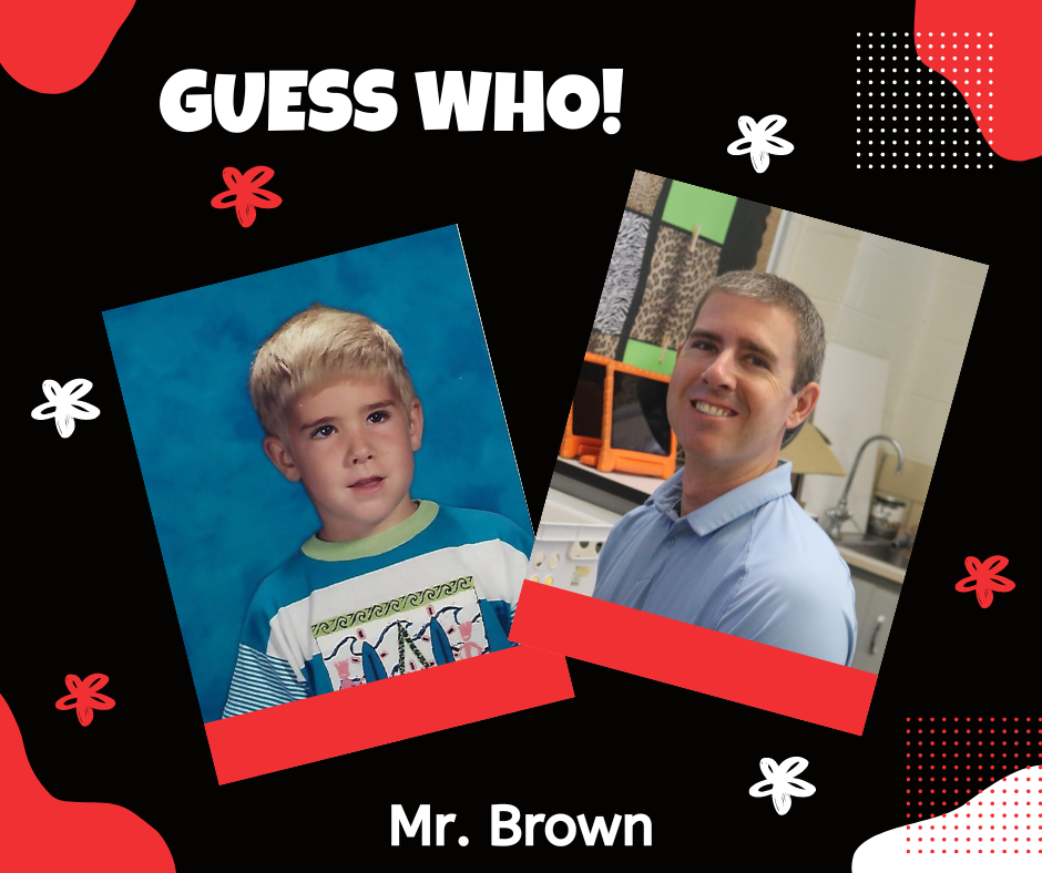 Mr. Brown as a first grade student and now as a first grade teacher.