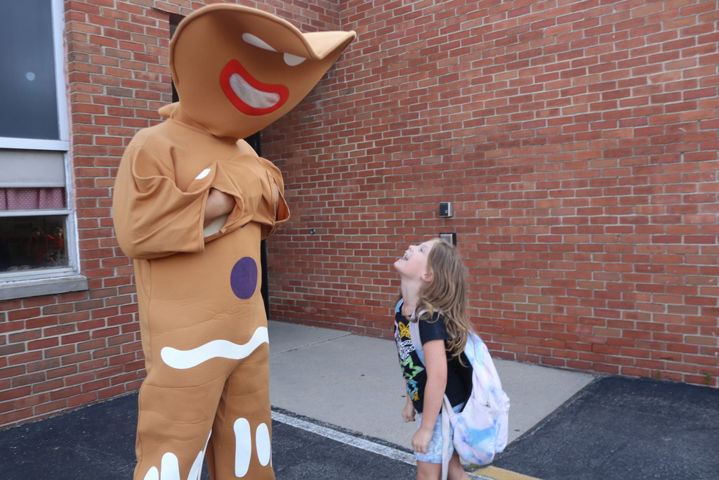 A first grade students is o excited to see the Gingerbread Man