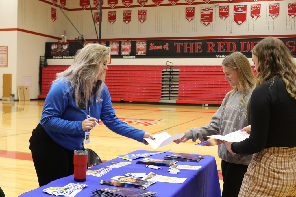 Edison Community College talks with students at the College and Career Fair.