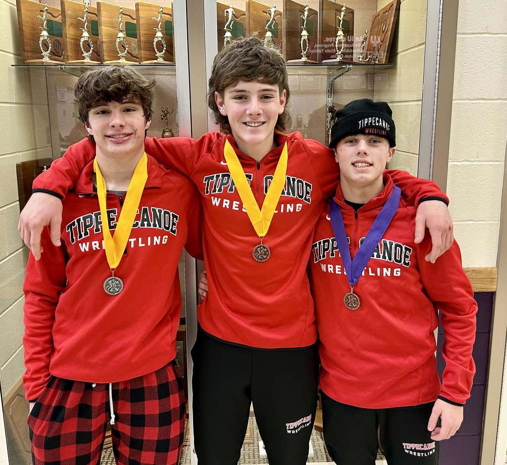 THS wrestling team members who won their matches.