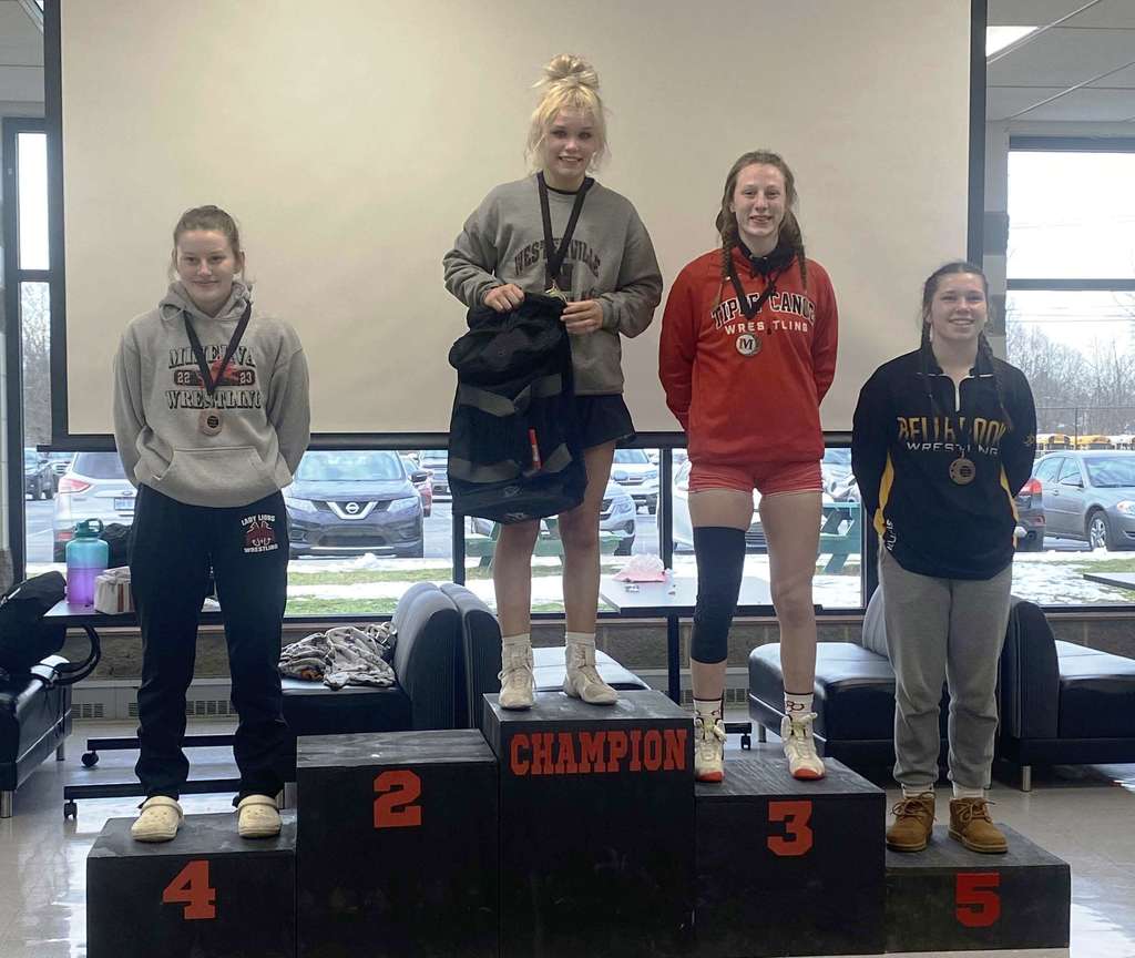 THS wrestler Emma Hanrahan on the podium.