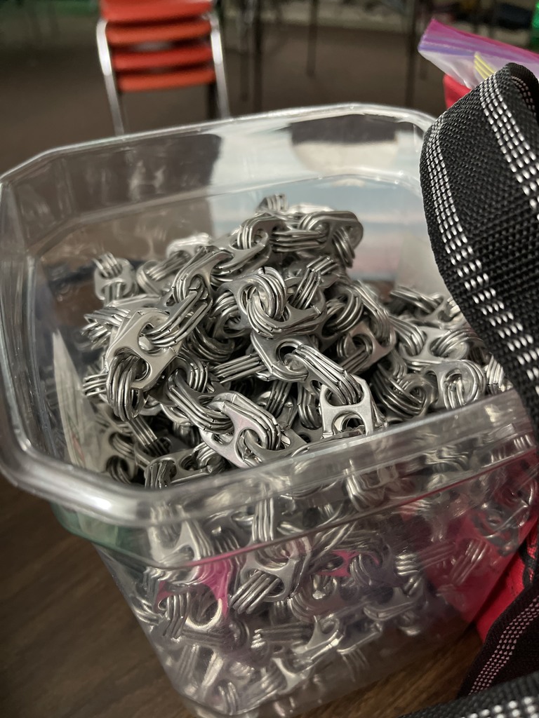Pull tabs are ready to be recycled.