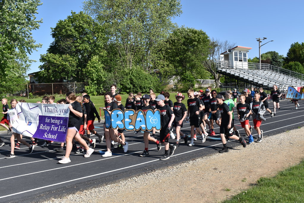 Students walk in the Relay for Life.