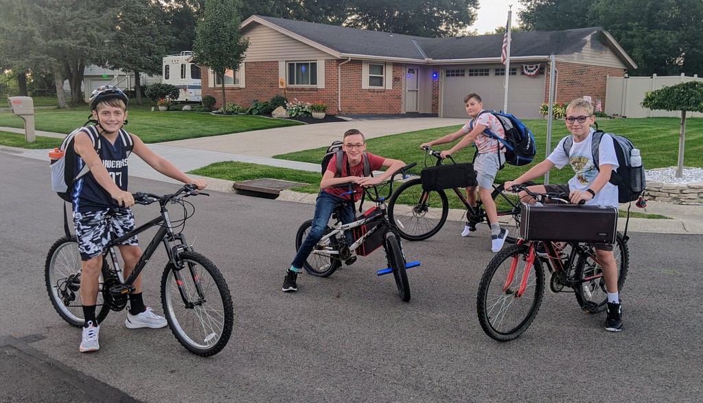 Four boys on their bikes