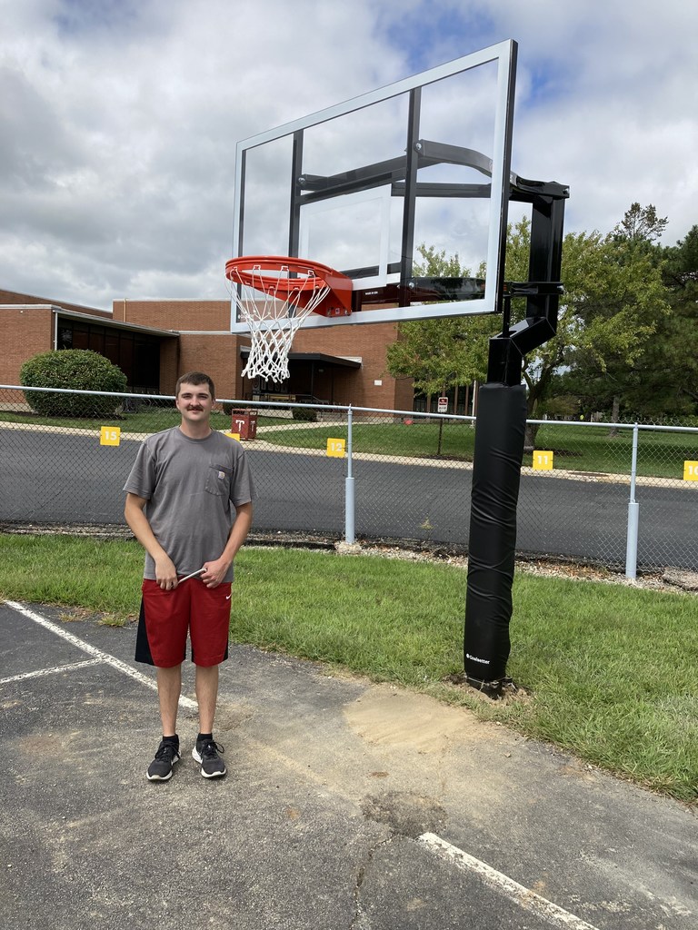 Clint with the new basketball hoop