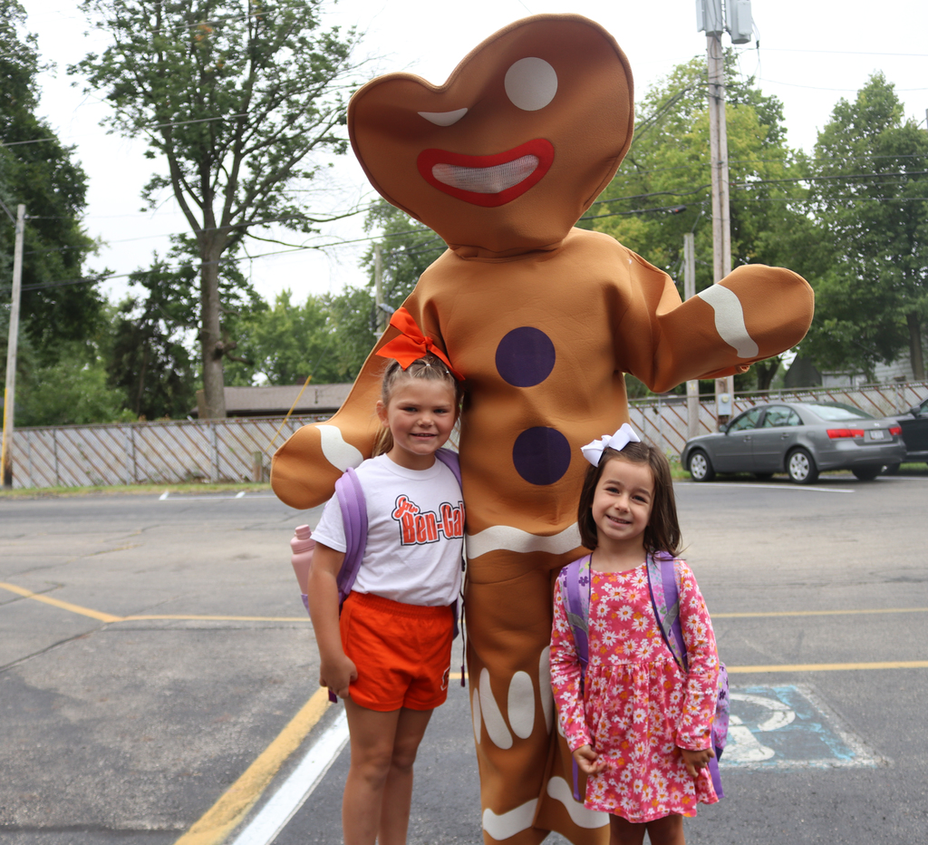 Gingerbread Man at Nevin Coppock with students.