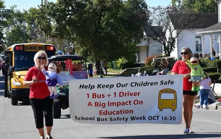 Bus drivers at the Mum Festival Parade.
